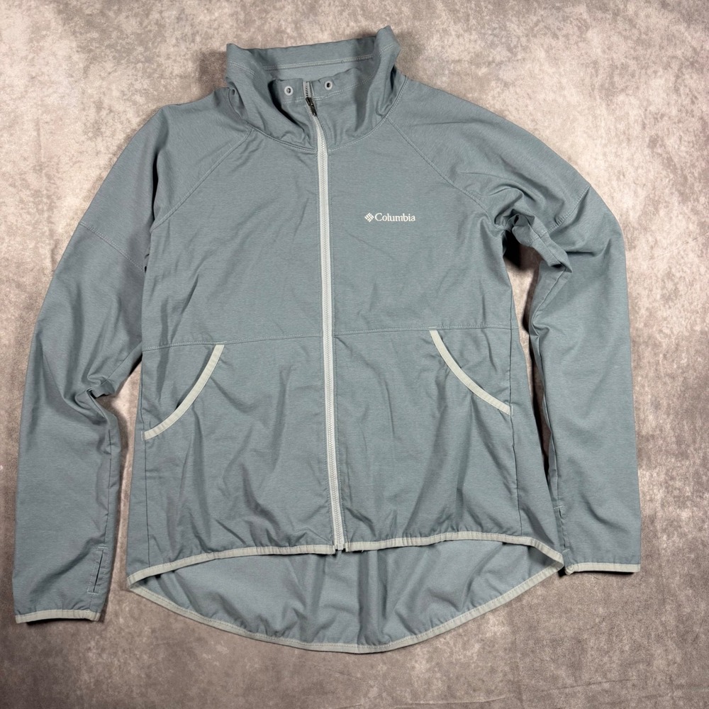 Columbia Womens‎ Blue Grey Full Zip High Neck High-Low Jacket Small Athletic